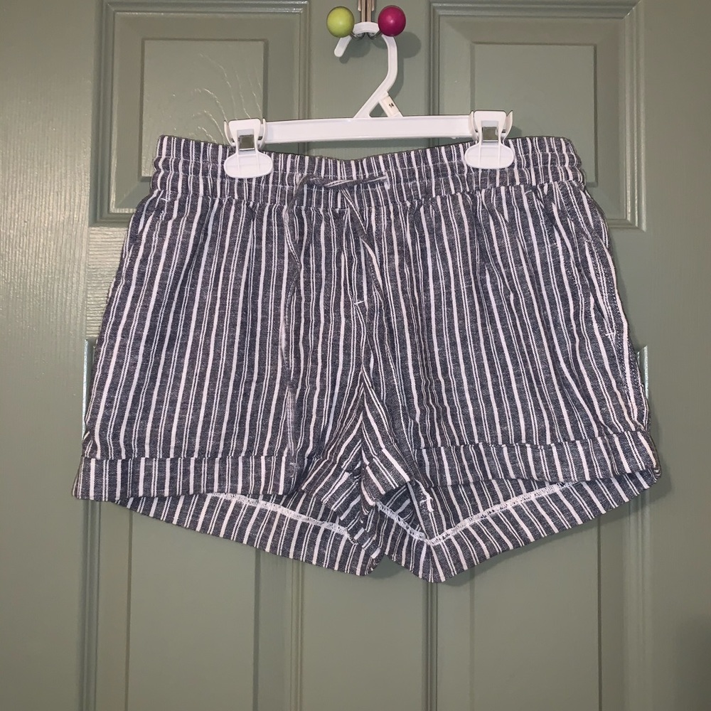 Blue and white striped shorts